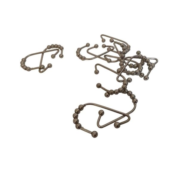 Shower Curtain Hooks Silver Metal Beads Set Of 12 Bathroom Decor 3 Inch Tall - Picture 4 of 4